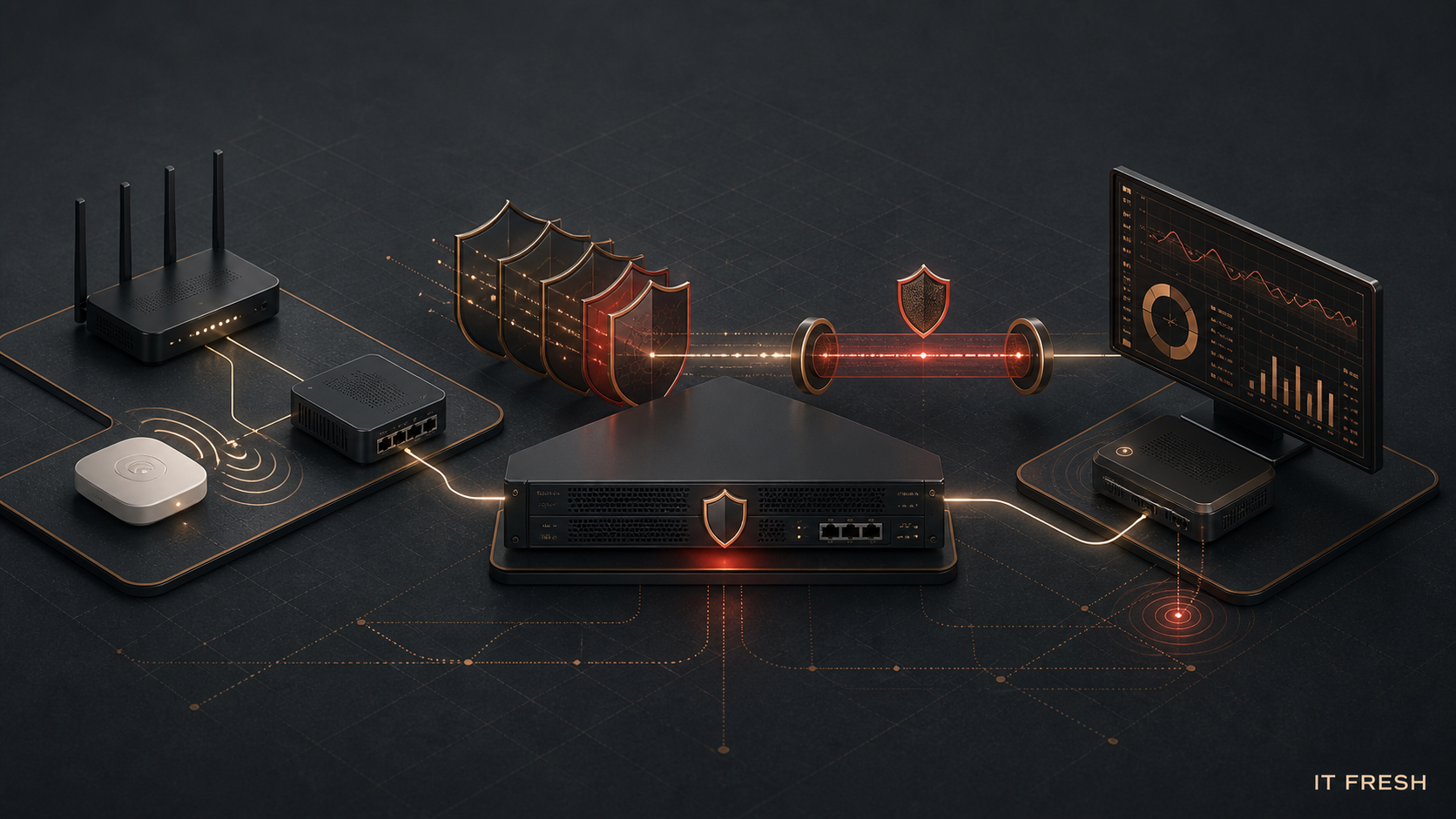 Карта мониторинга IT Fresh для сети, VPN, Wi-Fi, firewall и SNMP-телеметрии